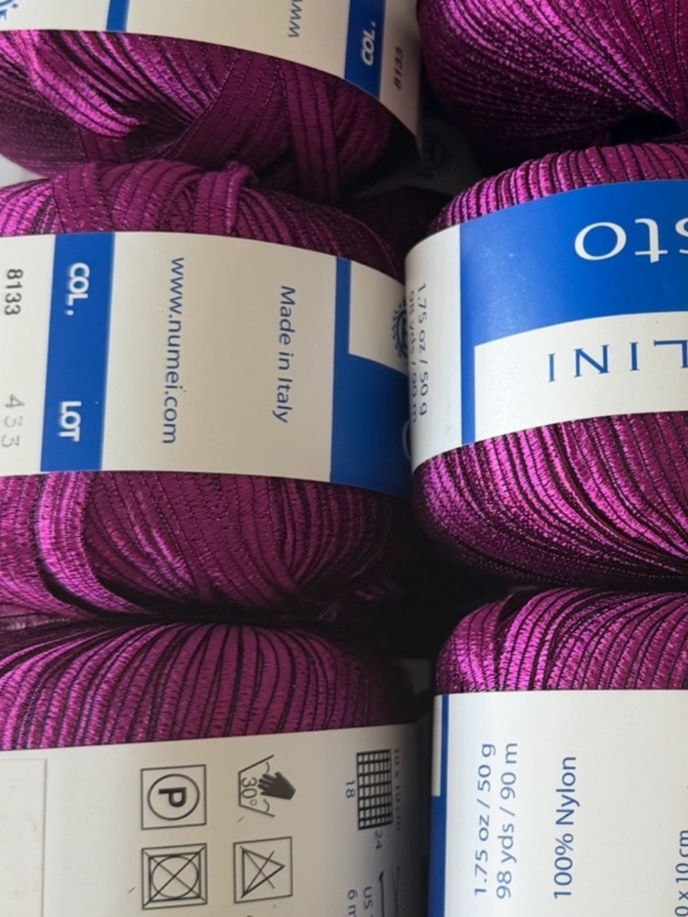 Berlini Cristo Shiny Magenta Yarn lot of 6